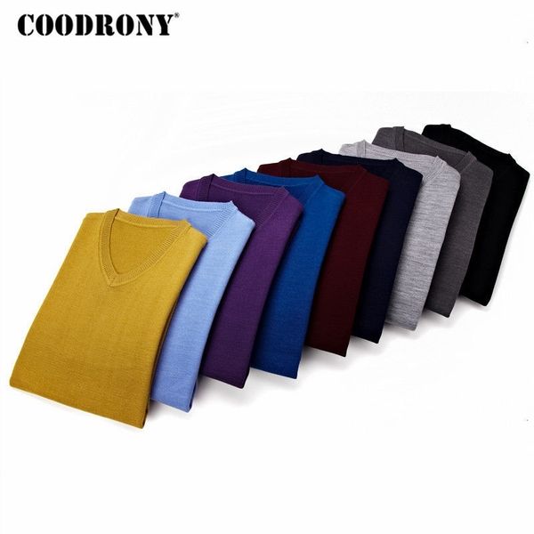 

coodrony sweater men clothing autumn winter pull homme cashemre pullover sweaters men casual v-neck wool jersey hombre 8127 201022, White;black