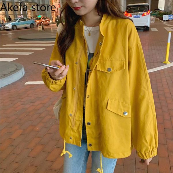 

2020 popular coat female loose autumn women's new frock coat female casual short jacket womens jackets coats, Black;brown