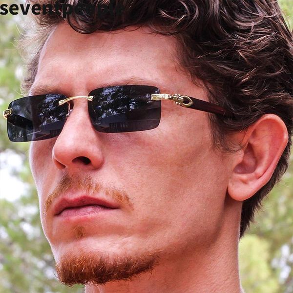 

sunglasses fashion natural wooden men rimless smalls rectangle sun glasses boys 2021 designer vintage eyeglasses, White;black
