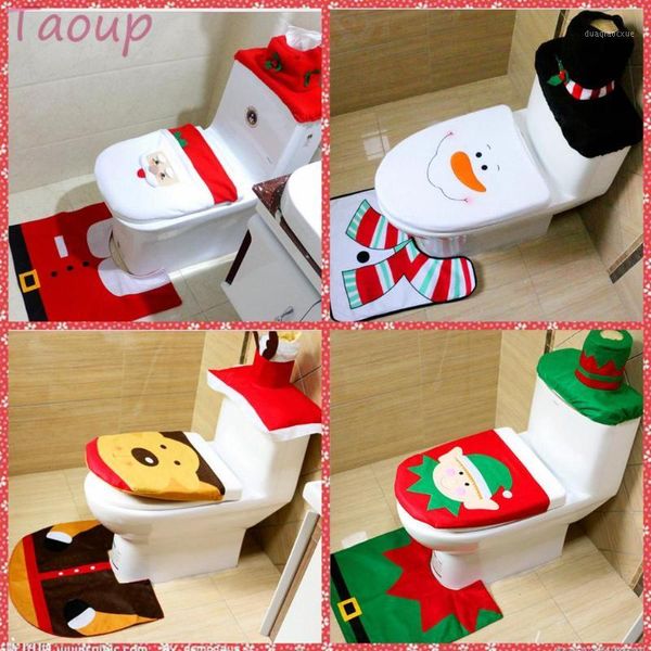 

christmas decorations taoup 3pcs santa claus elk snowman elf toilet cover rug ornaments decor for home noel navidad xmas1