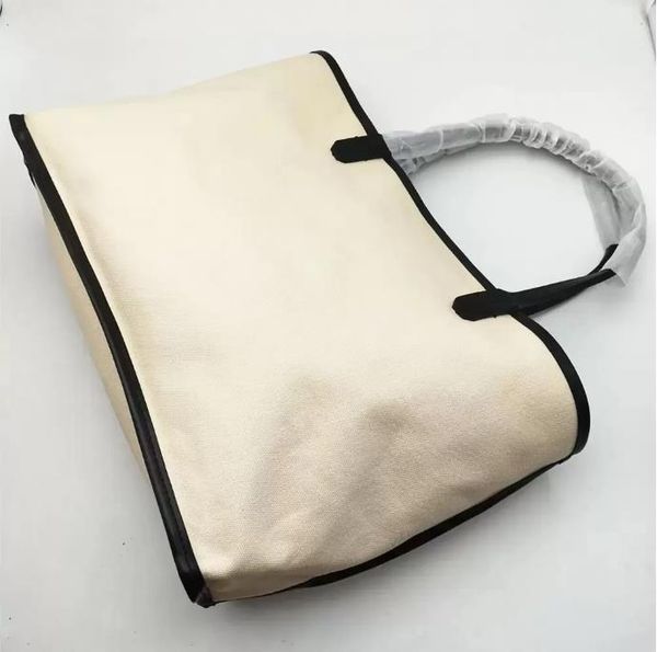 

fashion women handbag lady shopping bag canvas tote bags with genuine real leather trim and handle