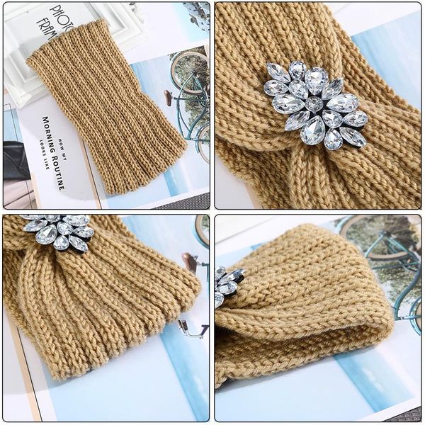 

winter warmer ear knitted headband turban elastic hairbands crystal women bow wide stretch hair bands headwrap hair accessories h wmtxck, Black;brown