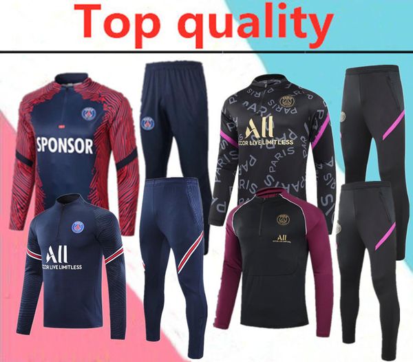 

2020 2021 paris verratti mbappe football tracksuit 2020 2021 paris cavani mbappe long pants wear men training suit, Black
