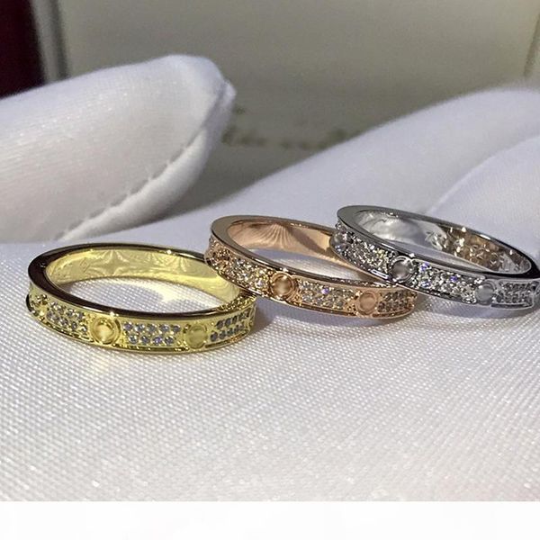 

women's love diamond ring full diamond rose gold love ring fashion charm titanium steel ms. eternal starry diamond rings band rings, Silver