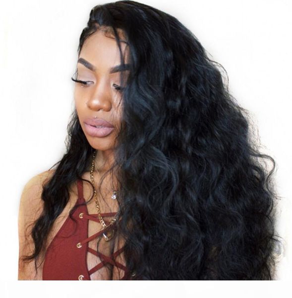 

body wave full lace human hair wigs 130% density malaysian lace front wig pre plucked non-remy hair bleached knot, Black;brown