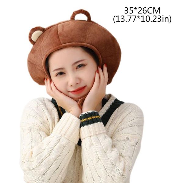 

lovely cartoon bear plush hat cute 3d animal ears stuffed toy headgear warm earflap cap holiday party p props, Blue;gray