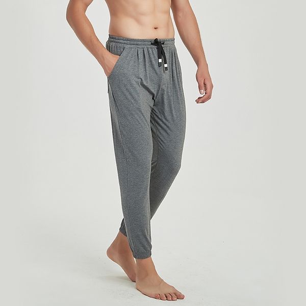 

spring summer fall thin soft modal cotton lounge pants nightwear mens pajamas loose breathable elastic home men sleep bottoms 201023, Black;brown