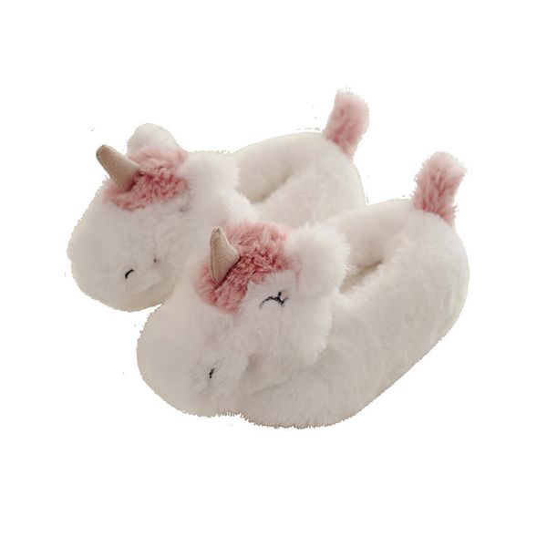 

new winter women cotton cartoon unicorn slippers ladies indoor warm plush home shoes cute soft comfortable flip flops for girls y1202, Black