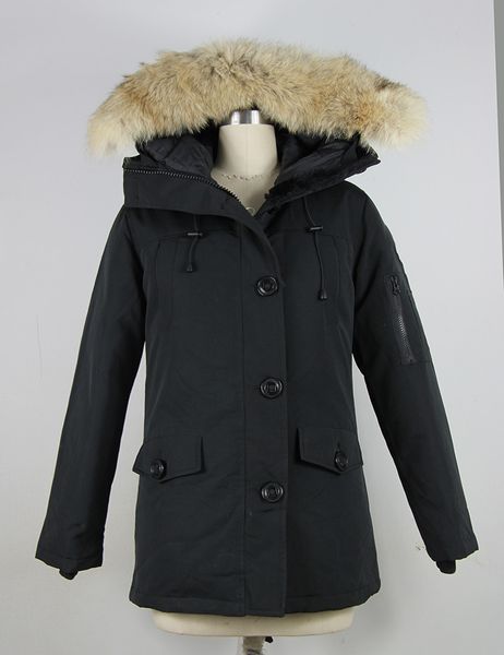 

brand new womens waterproof down jacket winter coat warm montebello parka ladies fashion real canada coyote fur jacket, Black