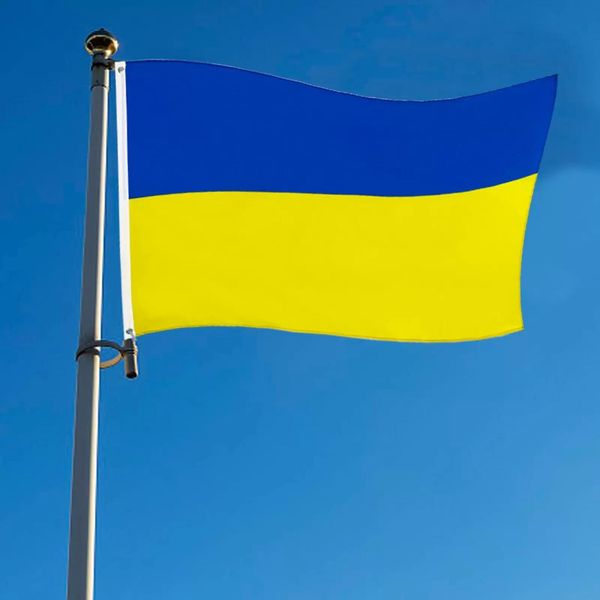 3 x 5 Fuß ukrainische Nationalflaggen, 90 x 150 cm, fliegende Flagge, kein Fahnenmast, Heimdekoration, Banner, europäische WM-Flaggen mit Messingösen