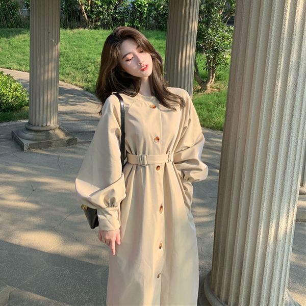 

temperament trench coat womens clothing 2020 spring autumn korean fashion mid-length loose all-match elegant woman windbreakerx1016, Black;brown