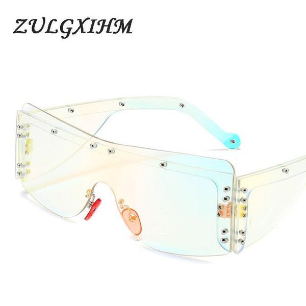 

sunglasses fashion rimless square women 2021 mirror pink shades men trend female eyewear glasses oculos, White;black