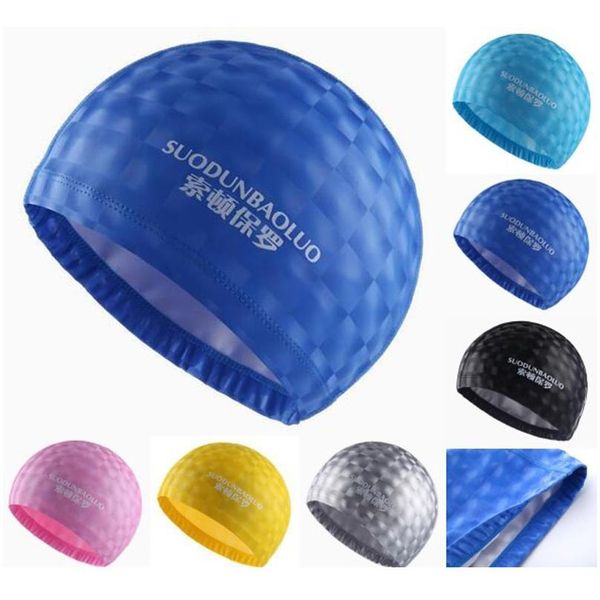 

crystal water cube grids adults pu fabric waterproof ear long hair protection swim pool swimming water caps hat for m sqcprm