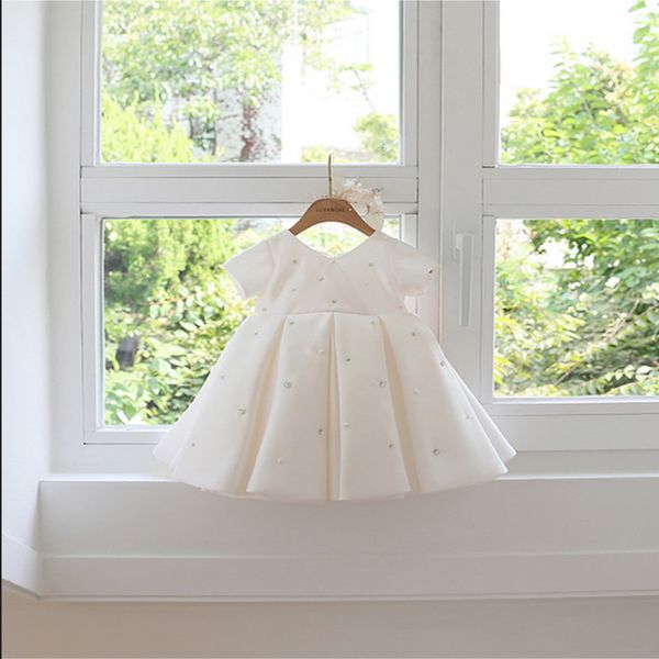 

2021 new spring summer girls white party dress bow rhinestones short sleeve piano show flower girl dresses for weddings e1005, Red;yellow