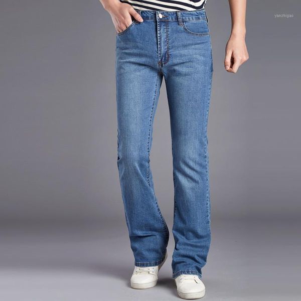 

spring and autumn new men's denim micropants korean style slim-fit horns men's jeans1, Blue