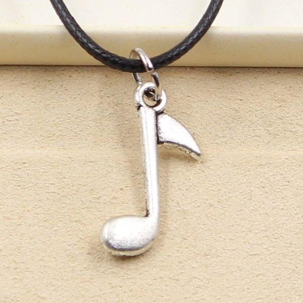 

fashion musical note necklace pendant women jewelry black leather punk choker gothic leather necklace friendship gift jbqz, Silver