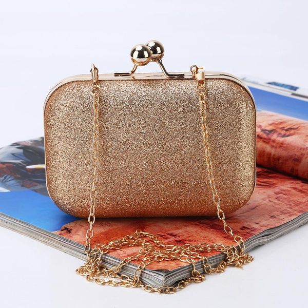 

2021 design shiny satin evening bag women mini clutches bag for phone purse wedding party bride fanny packs chain messenger
