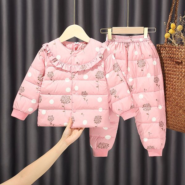 

dance ice snow children's down jacket set 2020 new girl's two piece light white duck down inner down pants, Blue;gray