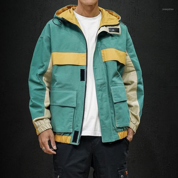 

2020 autumn new casual jacket men's trend korean version cotton loose wild hooded color black chinese style chaqueta1, Black;brown