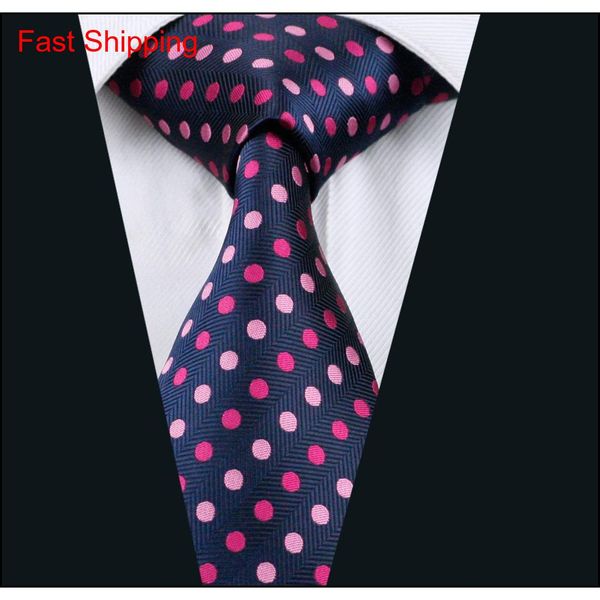 

pink purple dot style silk tie hankerchief cufflinks set jacquard woven mens necktie set business work formal meet qylhjd beauty888, Black;blue