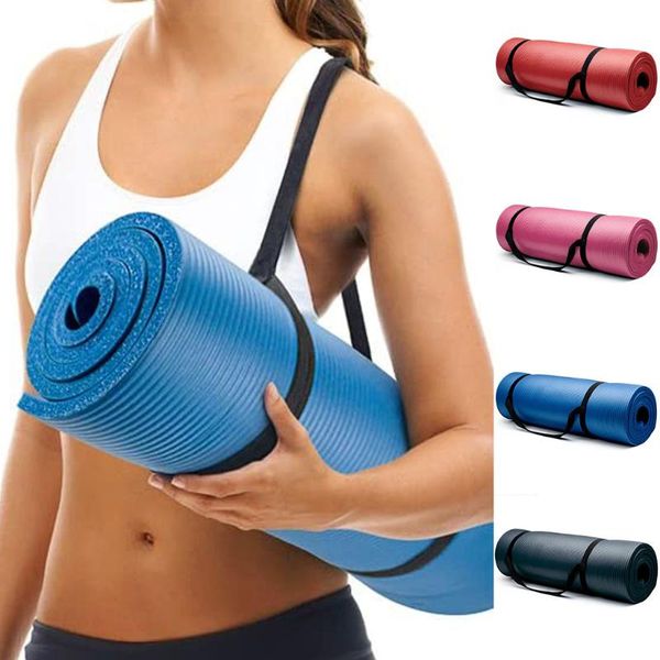 

15mm larger thick and widened nbr anti-slip fitness yoga mat pilates exercise healthy fitness mat tasteless pads