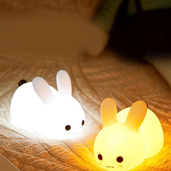 Touch Rabbit Nachtlichter zugunsten Silikon dimmbare USB wiederaufladbare Lampen für Kinder Baby Geschenke Cartoon niedlich a13 a06