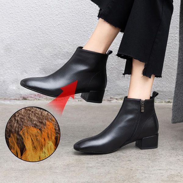 

boots plus size 34-43 fashion 2021 arrival ankle rubber riding feminine shoes women's high heels booties party winter, Black
