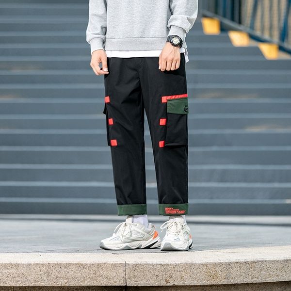 

2021 new hip hop harem black spring male green autumn pocket fashionable joggers sweatpants sweat pants bglw