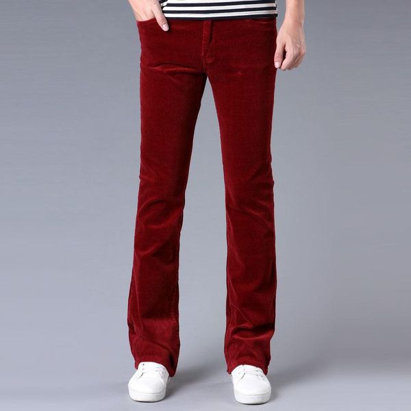 

men's pants long corduroy flared slim fit japanese and korean white red black