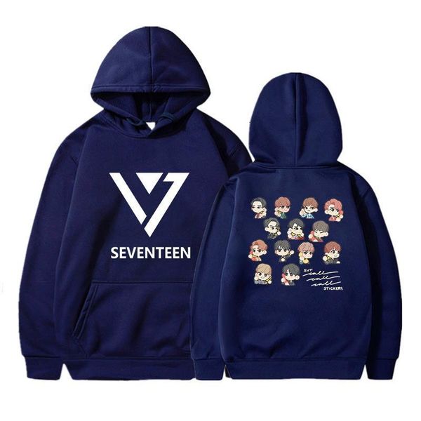 

boys girls hip hop sportswear fashion seventeen kpop print cotton hoodies female hooded pullover men's harajuku streetwear hoodi, Black