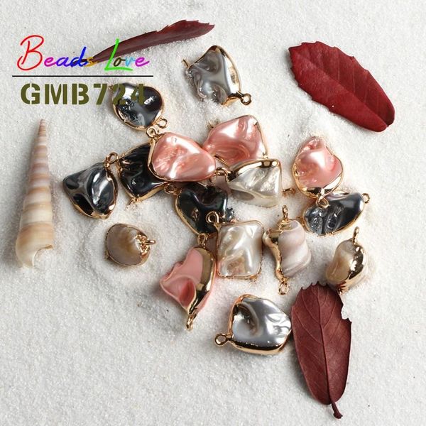 

natural shaped irregular gold rim shell charms pendant for jewelry making diy bracelet necklace accessories 6 color pick 1 pcs wmtuwc