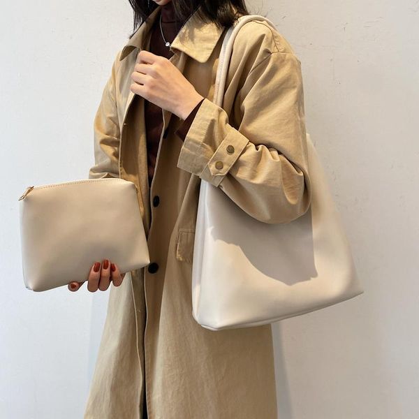 

bags for women 2021 simple solid color large capacity lady shoulder messenger bag lady tote bag sac a main