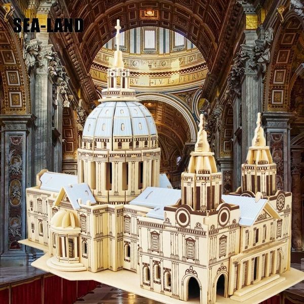 

diy kids toy of 3d wooden puzzle for children and st.paul's cathedral a quality montessori educationaly toy as hobby gift y200413