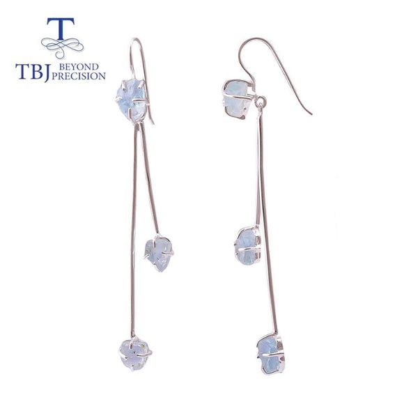 

dangle & chandelier 100% 11.5ct aqumarine rough gemstone long earring 925 sterling silver fine jewelry for women unique looking handmade