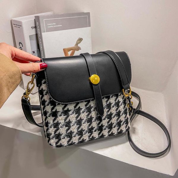 

shoulder bags retro plaid small bucket bag 2021 fashion quality leather women's designer cross body travel messenger