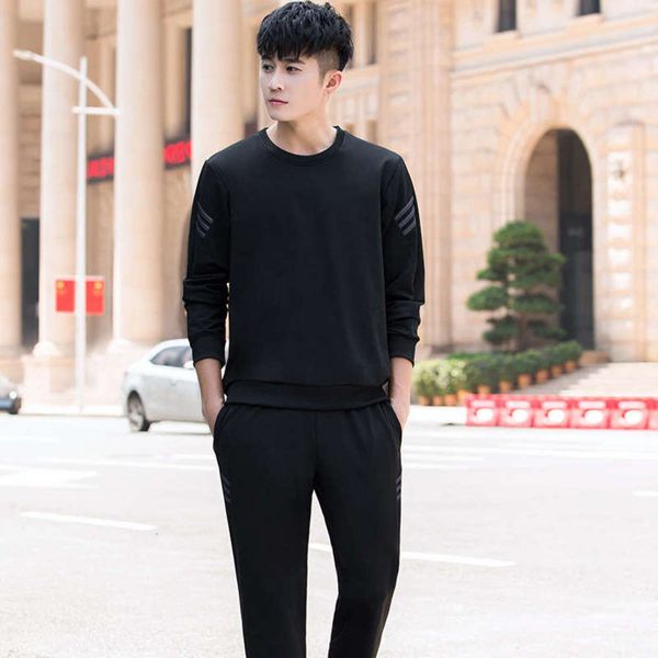 

casual spring winter and wear autumn running sportswear large loose sweater men's two piece set, Gray