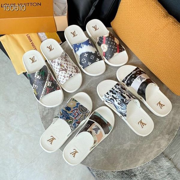 

2021 stock with box kanye slides triple black white resin earth brown womens sandal foam runner luxurys designers slippers mens loafers