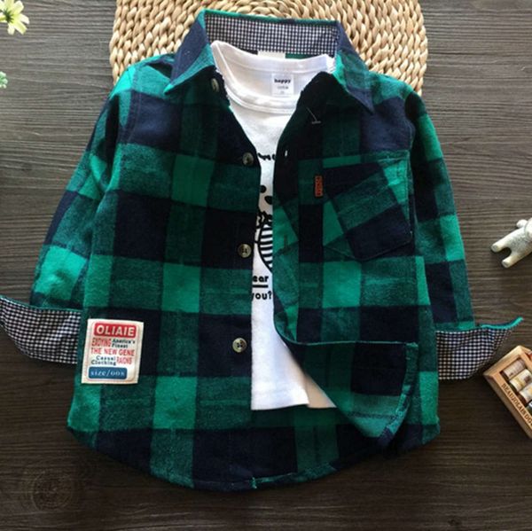 

girl long sve 3-year-old inch korean pure cotton frosted plaid 1-7 years old baby boy shirt fashion, White;black