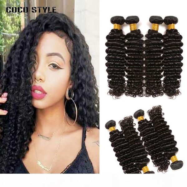 

brazilian deep wave 100% unprocessed virgin brazilian hair bundles deep curly human hair extensions natural color, Black