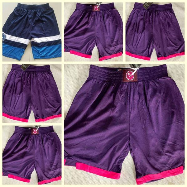 

men minnesota timberwolves basketball players wear basketball shorts on the court;swingman sews embroidered men basketball shorts, Black