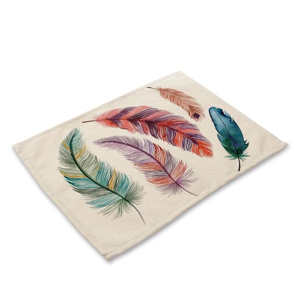 

птица перо печатная плацмат обеденные столовые коврики pad coaster настольная ткань водонепроницаемый кухонный аксессуары украшения дома hea