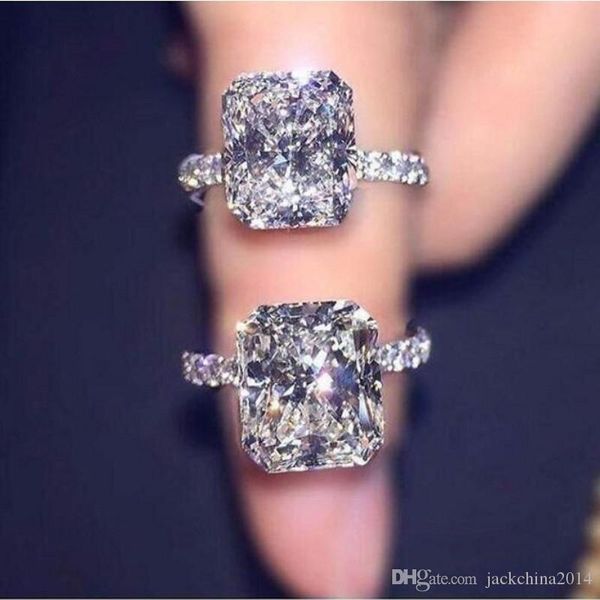 

потрясающие сверкающие роскошные ювелирные изделия 925 стерлингового серебра принцесса нарезанные белые топаз cz diamond eternity promise же, Slivery;golden