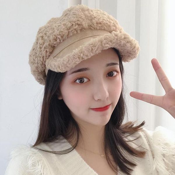 

stingy brim hats yoyocorn 2021 casual outdoor warm winter cap girl women adjustable pattern faux fur baseball cotton hip-hop hat visor, Blue;gray