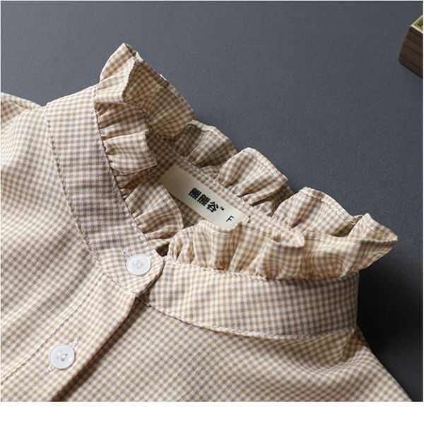 

plaid womens fake collar shirt white stripe stand ruffle false collars woman dot ladies detachable collar blouse neck qylkjy, Blue;red