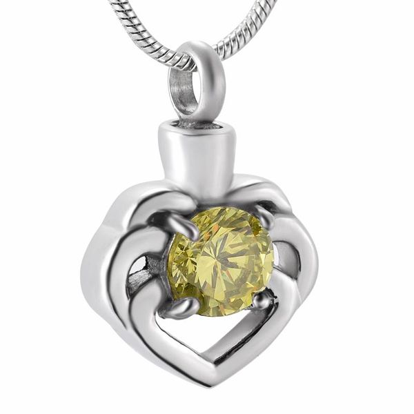 

pendant necklaces 9937 prong setting different colors zircon heart stainless steel cremation necklace jewelry to hold loved ones ashes, Silver