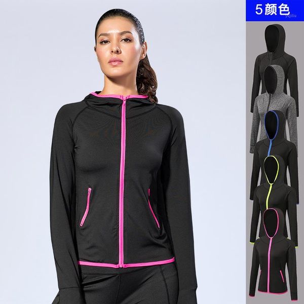 

running jackets autumn women sport jacket sweatshirt hoodie quickly dry long sleeve jogger workout casual gym coat sportswear1, Black;red
