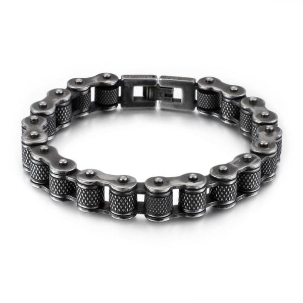 

charm boy's bracelet stainless steel retro black motorcycle chain men's bangle