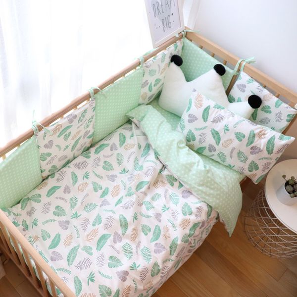 Baby Bedding conjunto de algodão Bebê respirável itens para recém-nascidos berço conjunto com pára-choques para menino menina cama ou colchão capa 201210