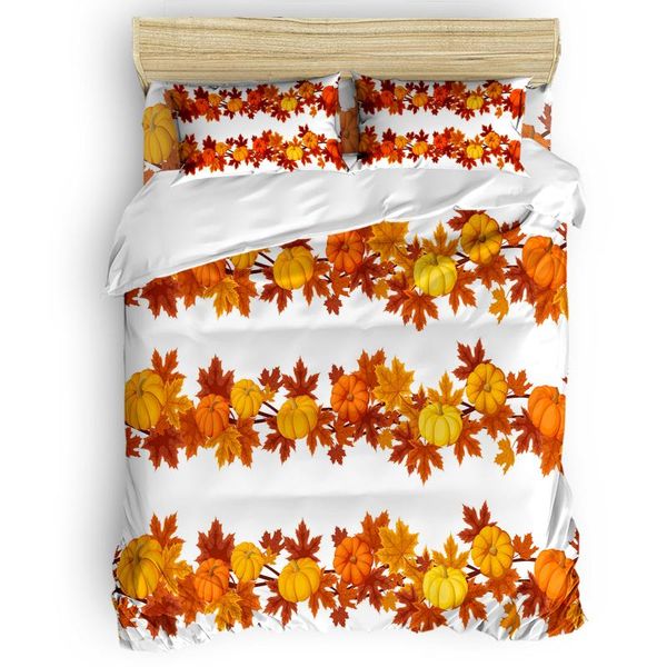 

bedding sets autumn pumpkin duvet cover set warm and comfortable bed sheet bedroom comforter 2/3/4pcs