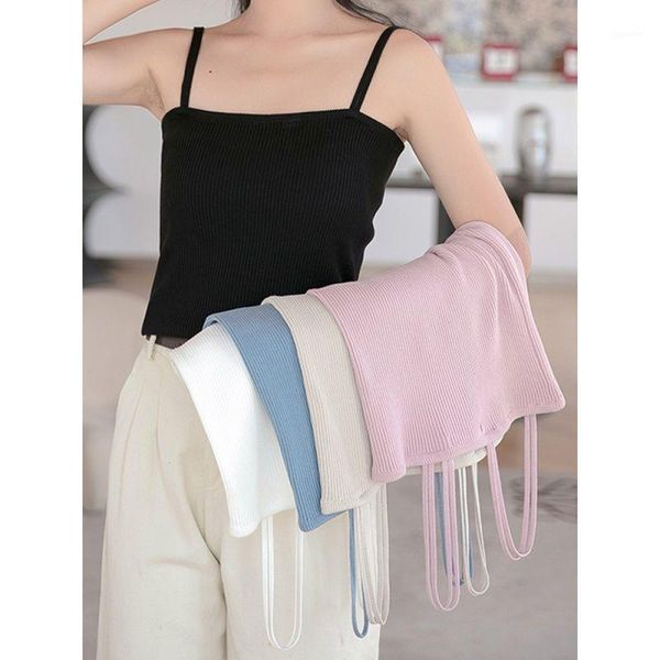 

ladies summer camisole thread knit solid tank bottoming shirt small, White
